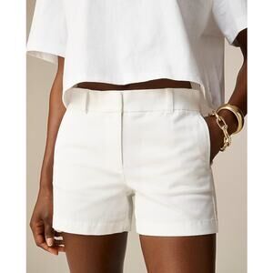 J.Crew 4" Stretch Classic Chino Short WMNS 14 White Hi-Rise Slant Pocket Zip Fly